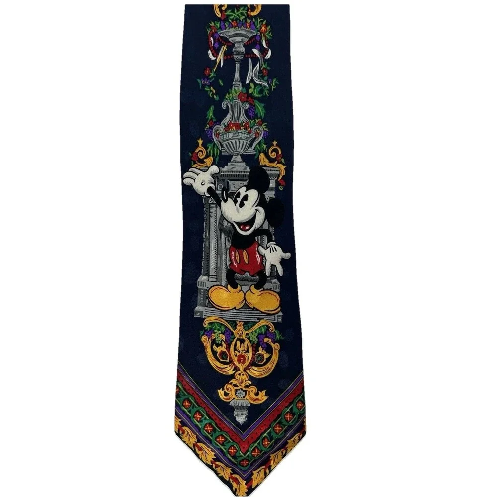 Vintage Disney Store Mickey Mouse 100% Silk Colorful Neck Tie ‎ 57.75